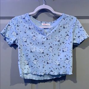 Floral Notch Neck Crop Top